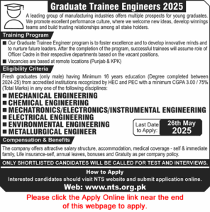 Exciting Opportunity for Youth Apply Online for Graduate Trainee Engineer (GTE) Program May 2025