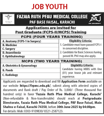 Fazaia Ruth Pfau Medical College Jobs